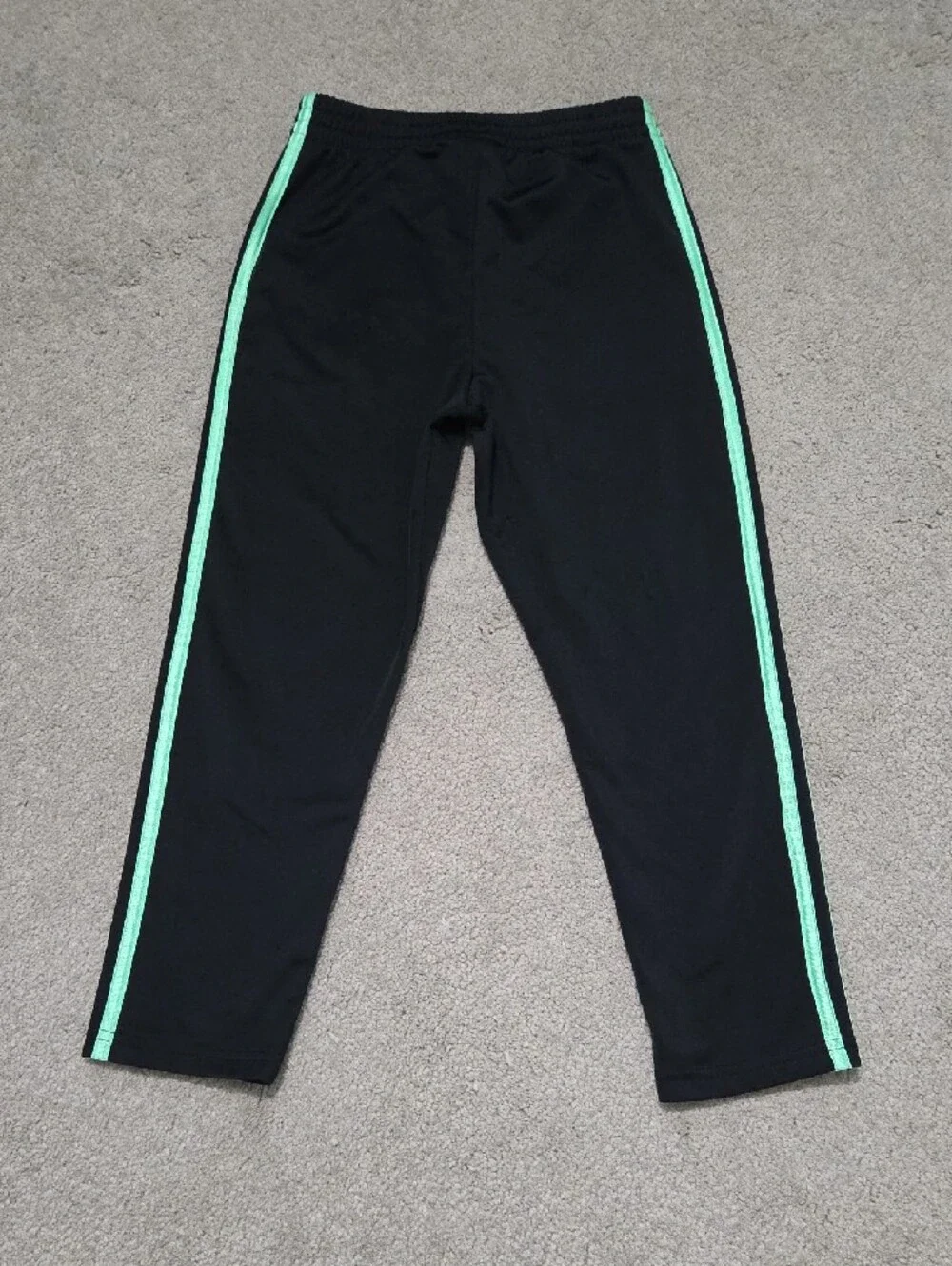 Adidas Kids Black Joggers with Lime Green Side Stripes